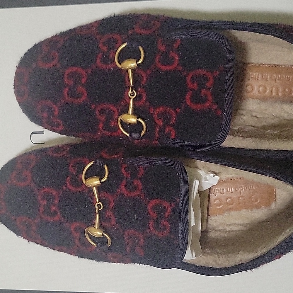 Gucci wool GG covered moccasin.